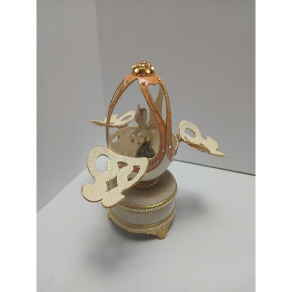 ​Fabergé Style Music Box Kingspoint Unicorn Egg Jeweled Trinket #30518 - Picture 2 of 3